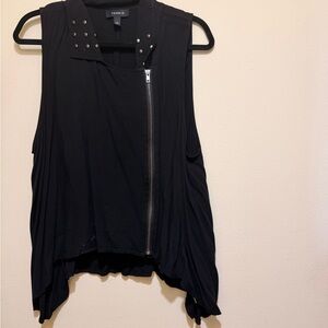 torrid Black Stud-Trim Zip-Front Draped Tank